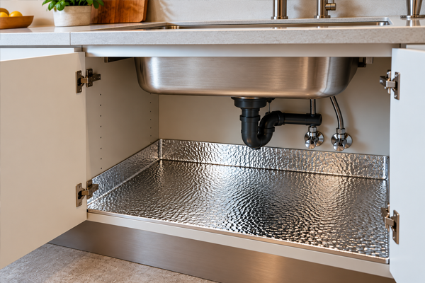 Embossed metal used in kitchen furniture